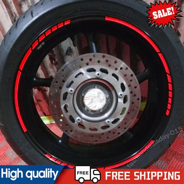 16PCS 18 INCH Reflective Car Motorcycle Wheel Rim Stripe Stickers (Red