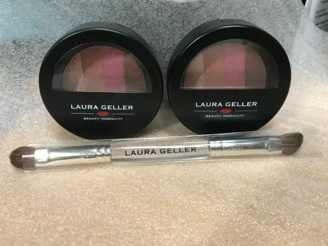 2 Laura Geller Baked Eye Dreams Pink Sunset .18oz Eye Shadow Quad w/ free Brush!