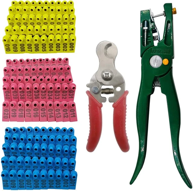 300 Pcs Number Plastic Livestock Ear Tags Farm Animal Tags ID Applicator Remover