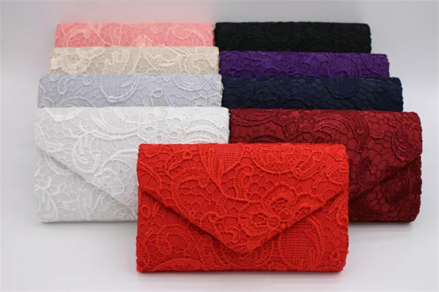 Damen Grace Lace Umschlag Clutch Bag Abendtasche Braut Hochzeit Bag Handtasche