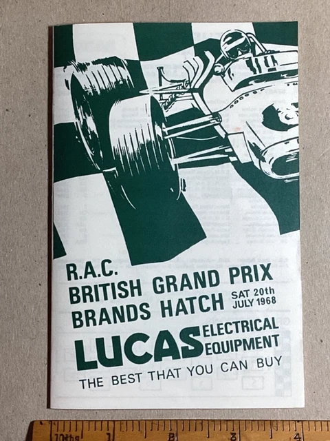 CARTA GARA BRANDS HATCH GRAND PRIX.  20 luglio 1968. inc eventi F2 e F3.