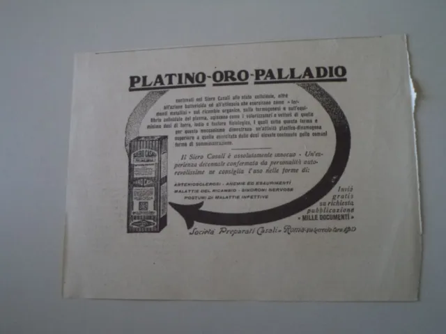 advertising Pubblicità 1927 PREPARATI SIERO CASALI - ROMA