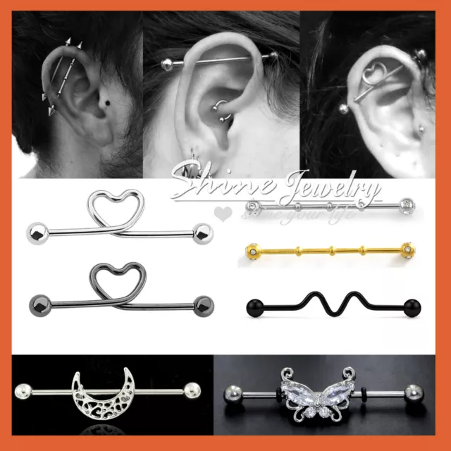 Opal Turquoise Spike Industrial Bars Barbell Ear Earring Cartilage Ring Piercing