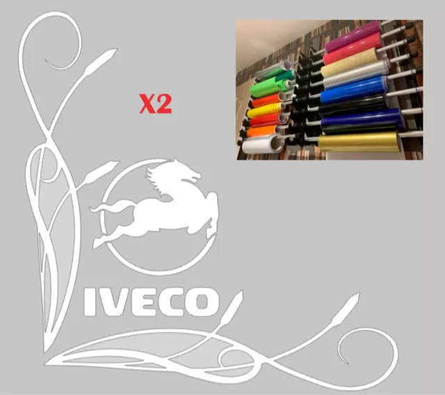 IVECO truck cab window decals x 2 Van Truck graphic sticker ANY COLOUR