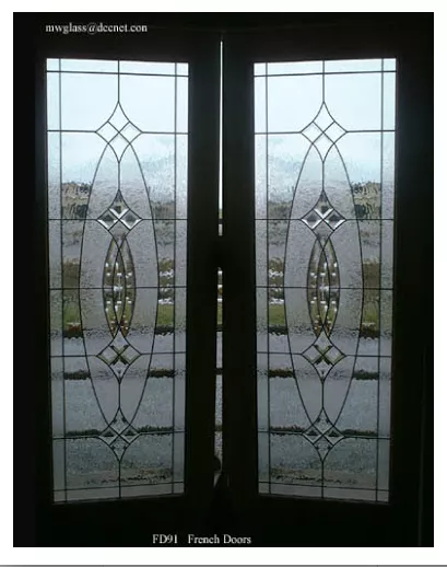 INTERIOR  Solid woodt Double Doors with bevel leaded glass panels