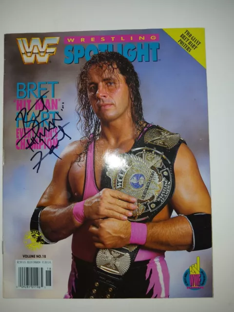 Bret Hitman Hart Signed Autographed Wrestling Wwf Spotlight Magazine