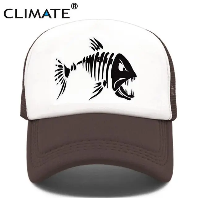 Fish Skeleton Hat Fishing Baseball Cap Trucker Hats For Men Casual Fish Bone Hat
