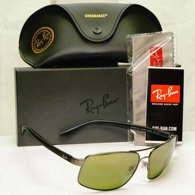 RAY BAN OCCHIALI DA sole polarizzati cromati neri specchio verde