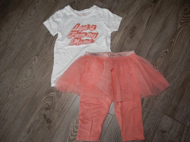 GIRLS ~ 5 6 years ~ NEXT Primark Summer OUTFIT 2pc TUTU Cropped LEGGINGS T-Shirt