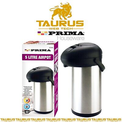 5L Prima Stainless Steel Airpot Hot Tea Coffee Drinks Pump Vacuum Flask Jug Uk