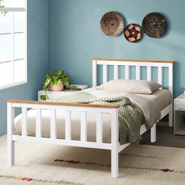 Solid Wooden Bed Frame 3ft Single 4ft6 Double King Size Bed With Mattress