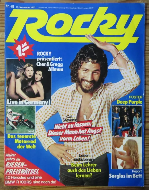 Rocky 48/77 Titelbild: Cat Stevens, Cher & Greg Allman, Belmondo, MV Agusta 900