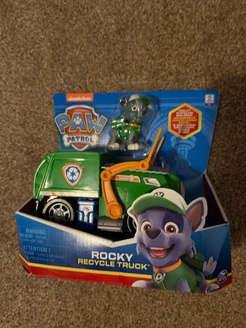 Paw Patrol Rocky Camion De Recyclage Jouet : Avec Figurine Rocky, Bras Extensibles, Chariot élévateur, Dès 3 Ans