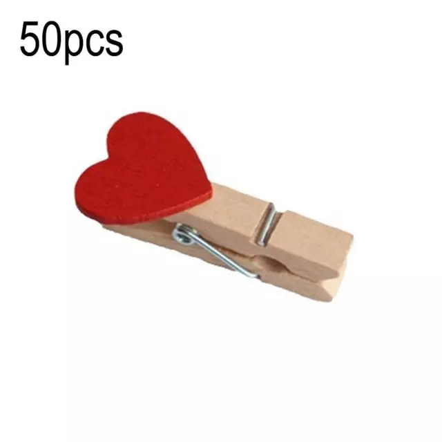 50X Mini Wooden Love Heart Pegs DIY Arts Crafts Photo Paper Hanging Clips New R9