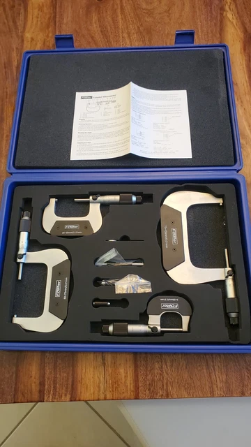 Fowler Vernier Micrometer set #16145, set of (4) NEW in molded case, 0-4" range