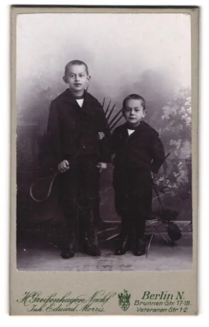 Photography H. Greifenhagen, Berlin, Brunnenstr. 17-18, Portrait of Two Cheeky Boys