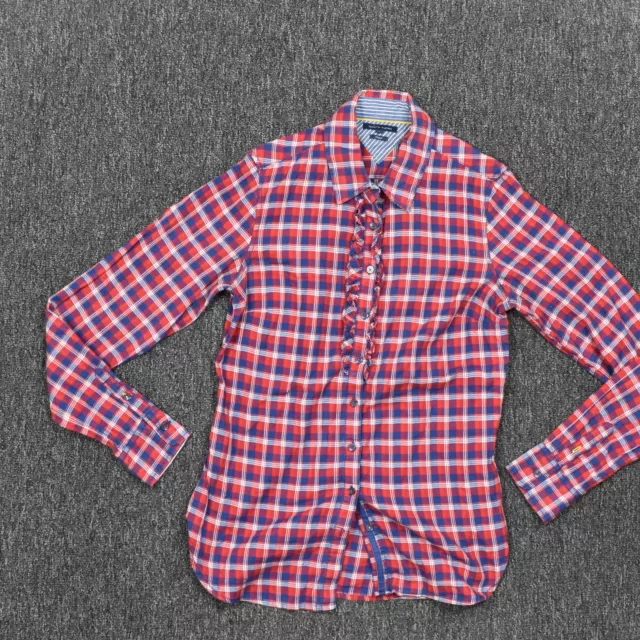 Tommy Hilfiger Women's Size 6 Blouse Top  Red Plaid Cotton Collared Regular