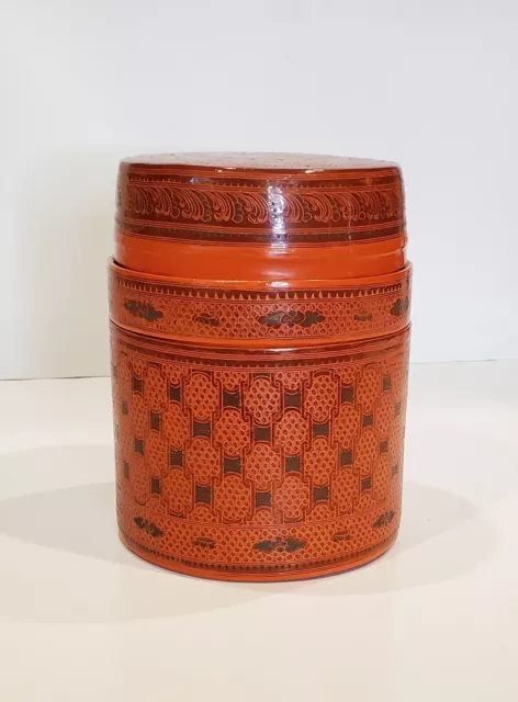 Asian Burmese Betel Nut Box, Kun- it, Burma Lacquerware