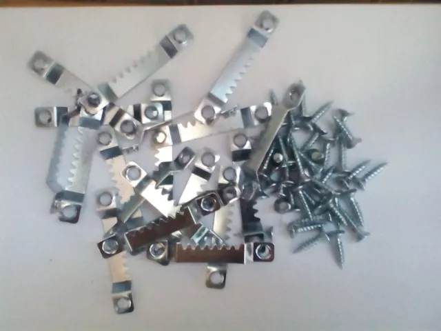 20 colgadores de dientes de sierra fuerte 58 mm marco de lona chapado en zinc + tornillos