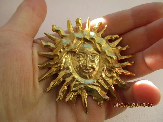 Broche Moderniste En Argent Avec Pierre Verte Naturelle – Bijou D’artiste Rare, Occasion En Excellent état