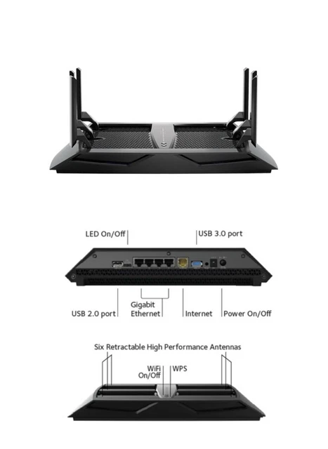 NETGEAR Nighthawk X6 router WiFi intelligente (R8000) - AC3200 velocità wireless tri-band 16