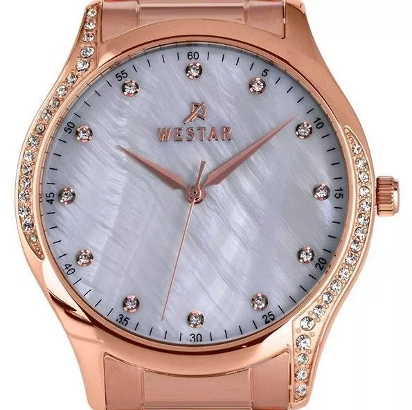 Westar Zing Accents de Cristal Rose Ton dOr Cadran en Nacre Blanche Montre Femme 2