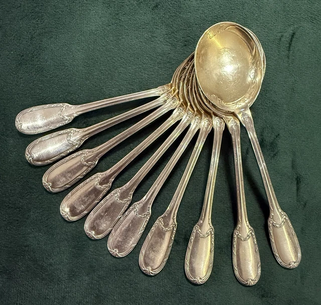 10 CUILLÈRES A Glace Argent Massif Et Vermeil Orfèvre Puiforcat Poinçon Minerve EUR 29,50 - PicClick FR