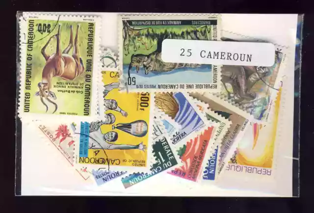 Cameroun 25 timbres différents oblitérés