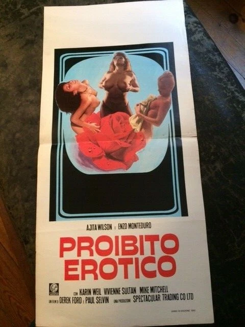 Affiche Cinema Erotique Italien/Proibito Erotico Annees 70 Vintage