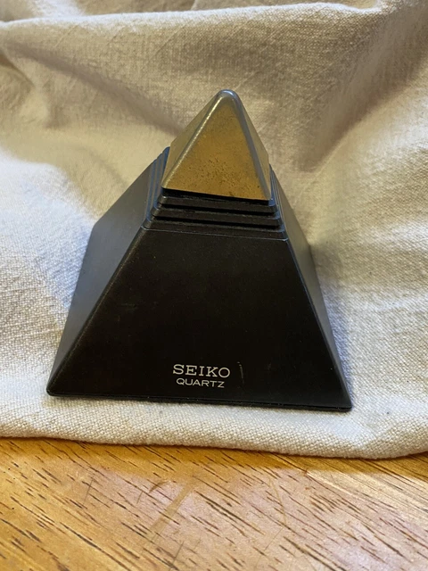 SEIKO PYRAMID TALKING Digital Clock Speaking 80's Vintage Black Gold W ...