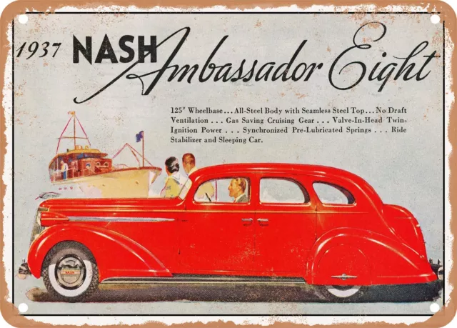 METAL SIGN - 1937 Nash Ambassador Eight Vintage Ad