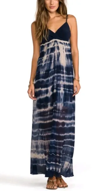 Gypsy05 Triangle Silk Chiffon Maxi  Dress In Sapphire Size M