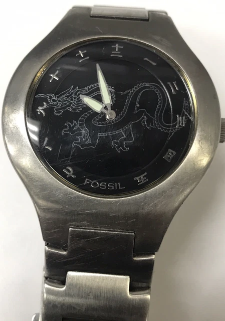 Fossil Big Tic Dragon × Kanji Watch Fossil Big Tic Men JR-8198 Red Flame Breathing Dragon Quartz