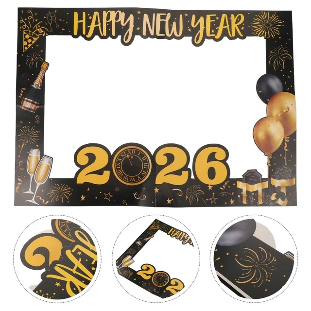 NEW YEAR PHOTO Booth Frame 2026: DIY Handheld Selfie Prop - Countdown ...