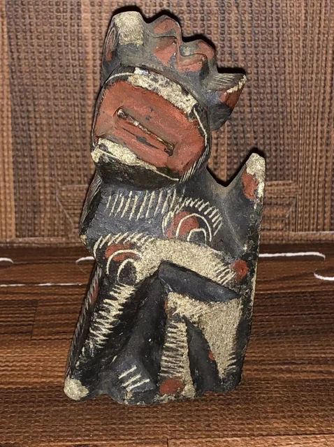 Antique Late 19th Century Primitive Asian Carved Stone Shrine Incense Holder #1