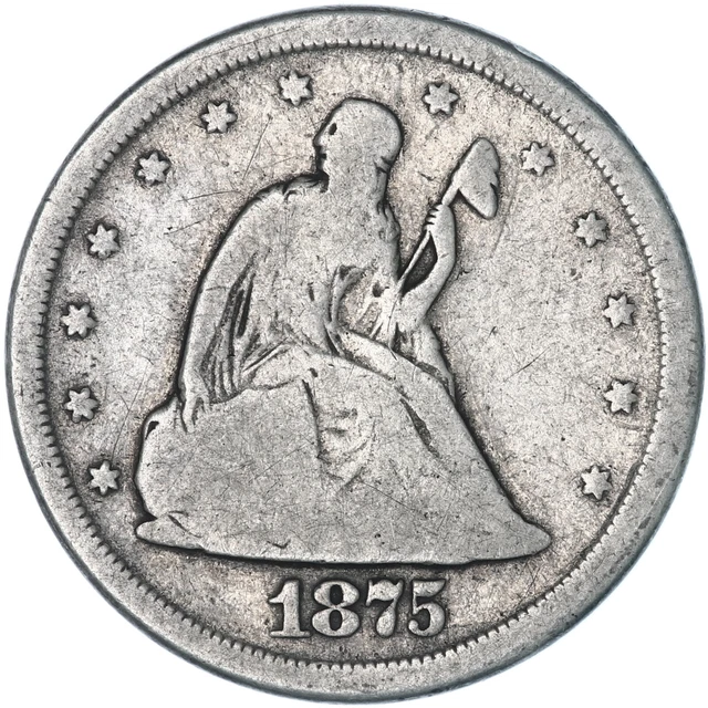 1875 S Seated Liberty Twenty Cent Piece 90% Silver Good GD See Pics X724