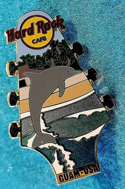 GUAM USA MICRONESIA DOLPHIN WAVE GLOBAL GUITAR HEAD SERIES Hard Rock Cafe PIN LE