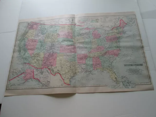 1901/02 Antique Map, The United States Of America,  Stuart's  Maine Atlas