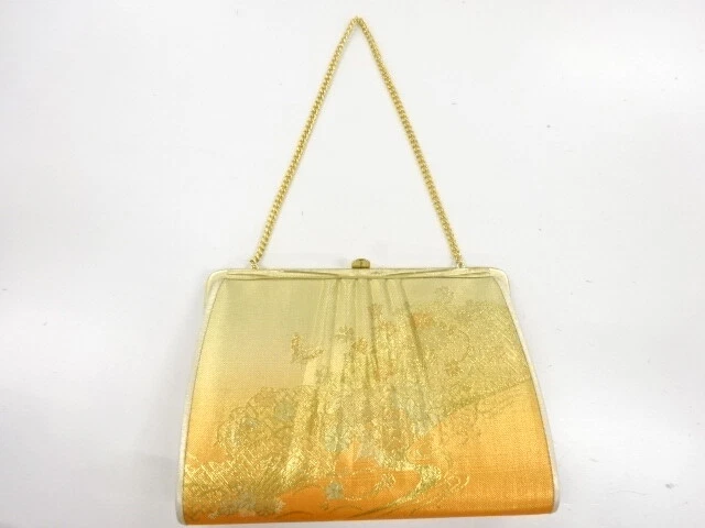 6086132: Japanese Kimono / Vintage Bag / Woven Floral Plants & Stream