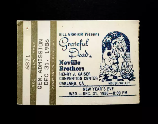 Grateful Dead Ticket 1986 1987 New Years Eve 12/31/86 12/31/1986 Mouse GDTS Stub