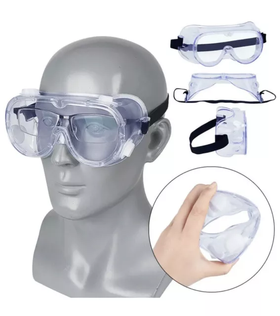 Safety Goggles (x3)Protective Vent Glasses Eye Protection Anti-Fog Lab Work PPE