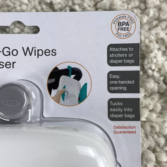 NEW OXO Tot On-The-Go Travel Convenient Wipes Dispenser White/Gray BPA Free 3