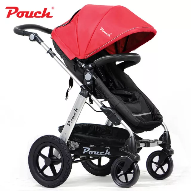 New 2 In 1 Baby Toddler Pram Stroller Jogger  With Bassinet - Black & Red/Black