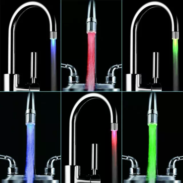 7 Multi Colour Changing Led Tap Faucet Light Kitchen Bathroom Sink Water Lamp UK