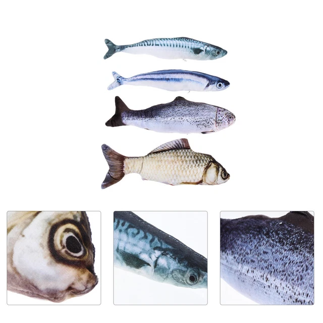 4 PCS KITTEN Fish Flop Cat Toy Lifelike Fake Puppy Toys Funny Pet £14.