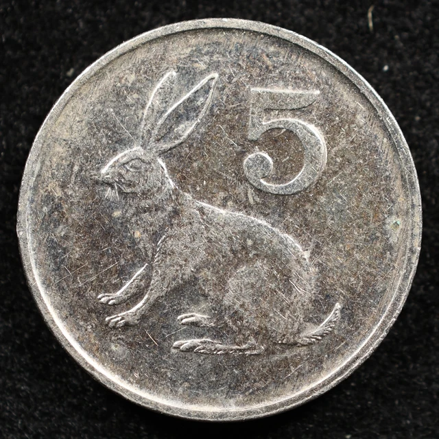 Zimbabwe 5 Cents 1997, Coin, Km# 2, Bird Statue, Hare, Inv#E540