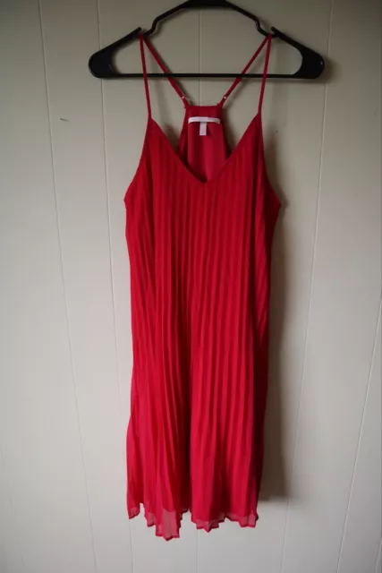 Victorias Secret Midi Red Chiffon Pleated Lined Women's Dress Sleeveless Medium