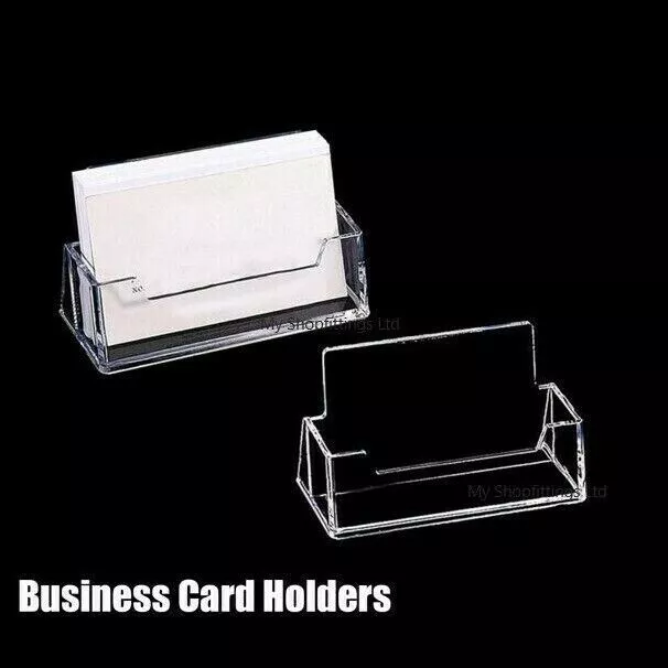 2 x New Acrylic Landscape Business Card Holders Desktop Dispensers Display Stand