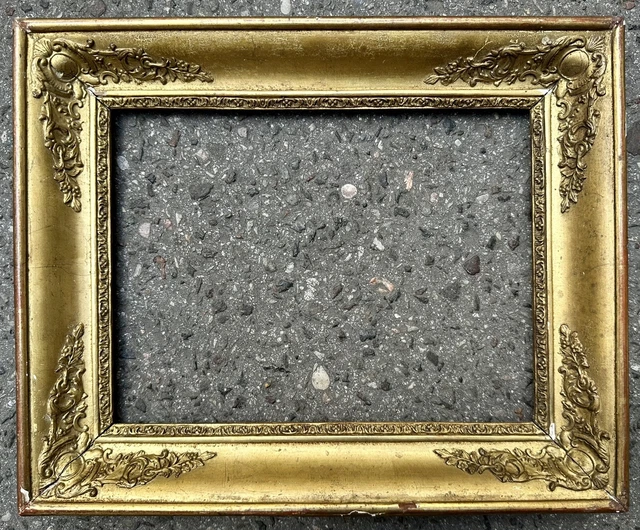 Ancien Cadre Bois Doré Palmettes Format 1F Peinture Tableau Ép. Empire XIXème