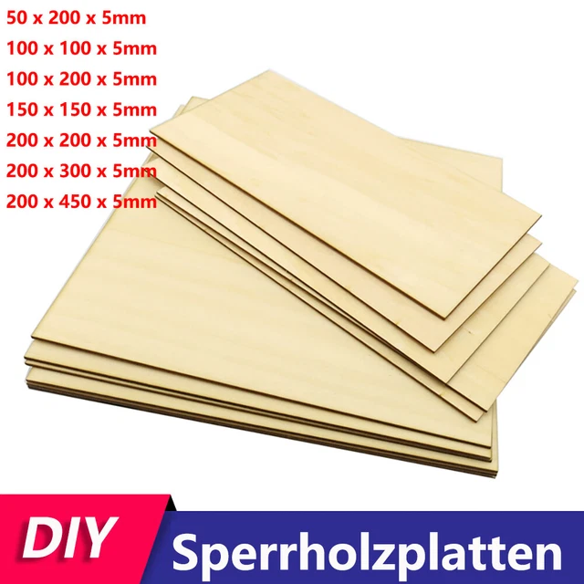 Placas de madera rectangulares multiplex placa de madera contrachapada hoja de tilo para modelos de manualidades